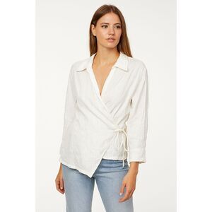 BILL BLASS Vintage Wrap Cotton Blouse White‎ 1X